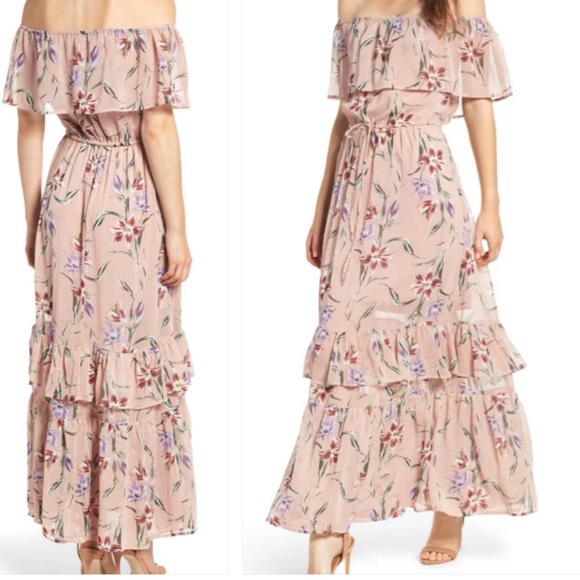 love, Fire Dresses & Skirts - Love, Fire floral off the shoulder maxi dress